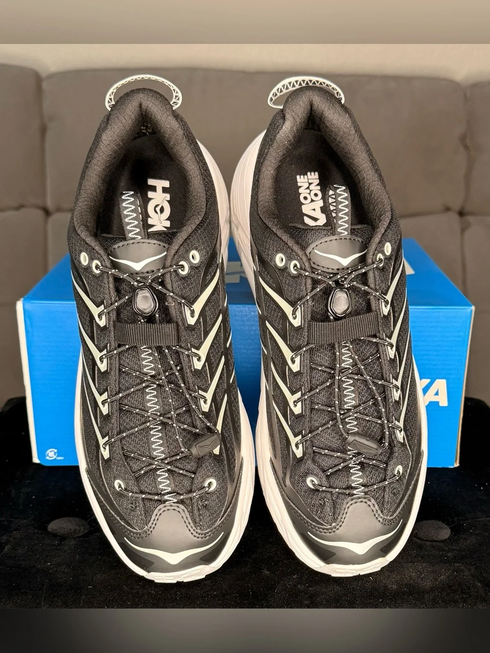 HOKA Mafate Three2 Vibram Black Cosmic Grey Unisex 10.5M 11.5W (161)